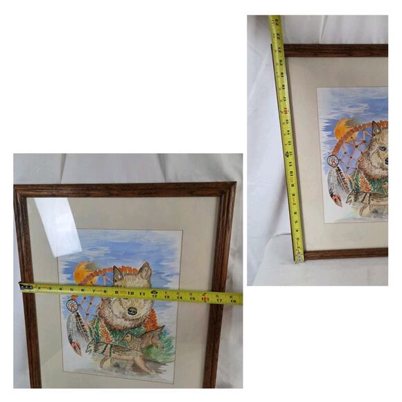 Sister Bernella Decker OOAK Watercolor Painting Wolfpack Dream Catcher Wolves - Picture 2 of 12